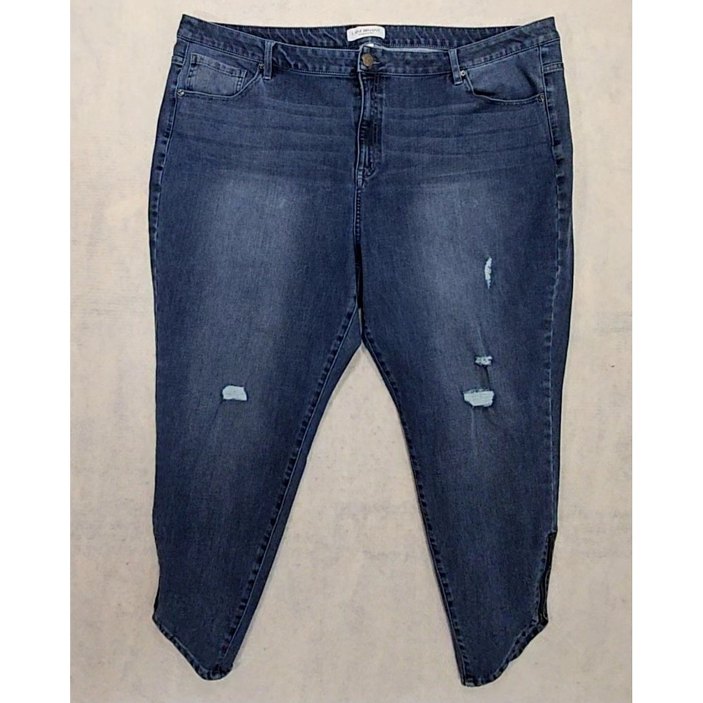 Lane Bryant Jeans 28 Crop Straight Leg Ultimate Stretch Distressed Ankle Zippers